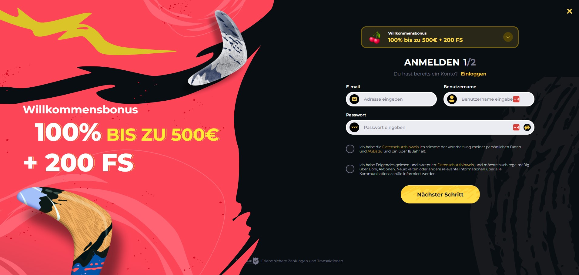 boomerang casino login