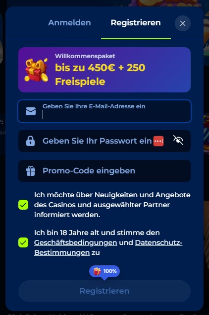 BillionaireSpin Registrierung