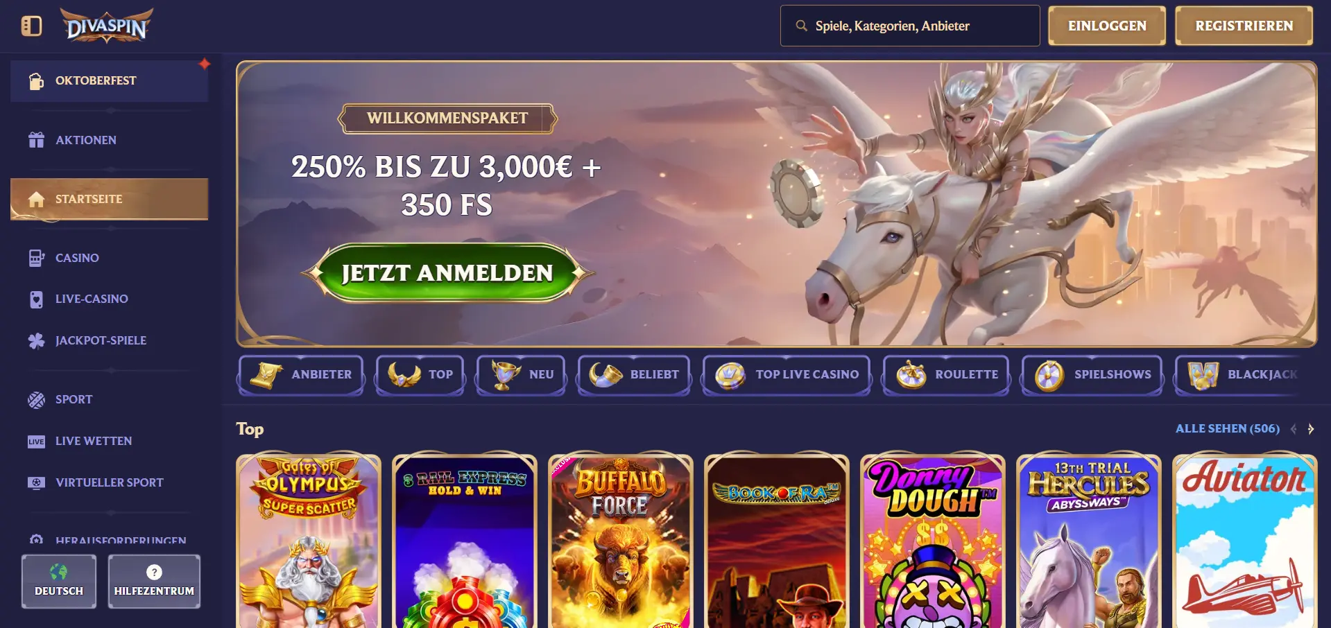 Diva Spin casino online