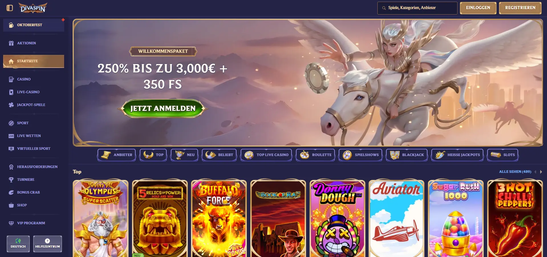 DivaSpin Live Casino ohne Limit