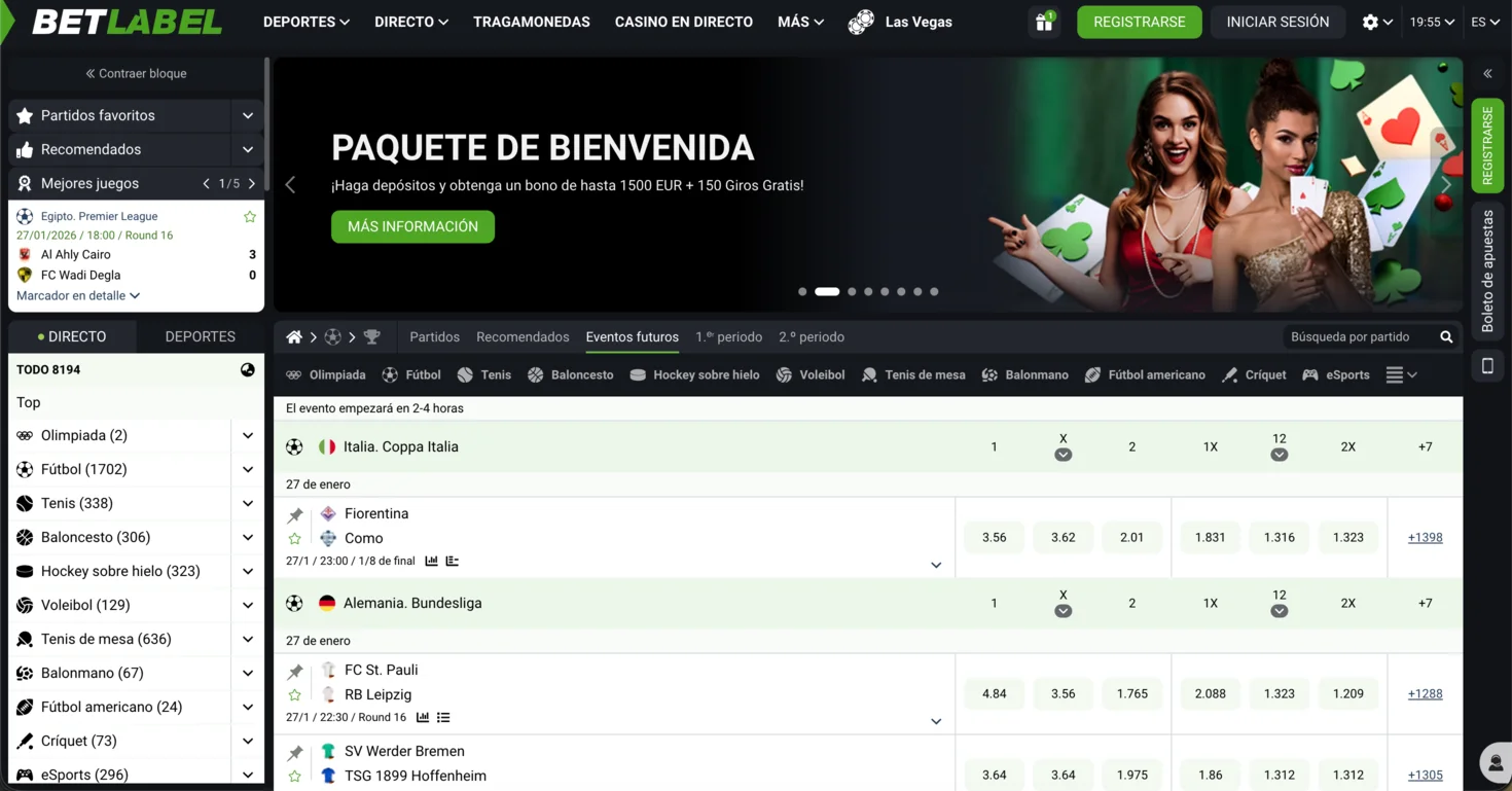 Lobby de BetLabel