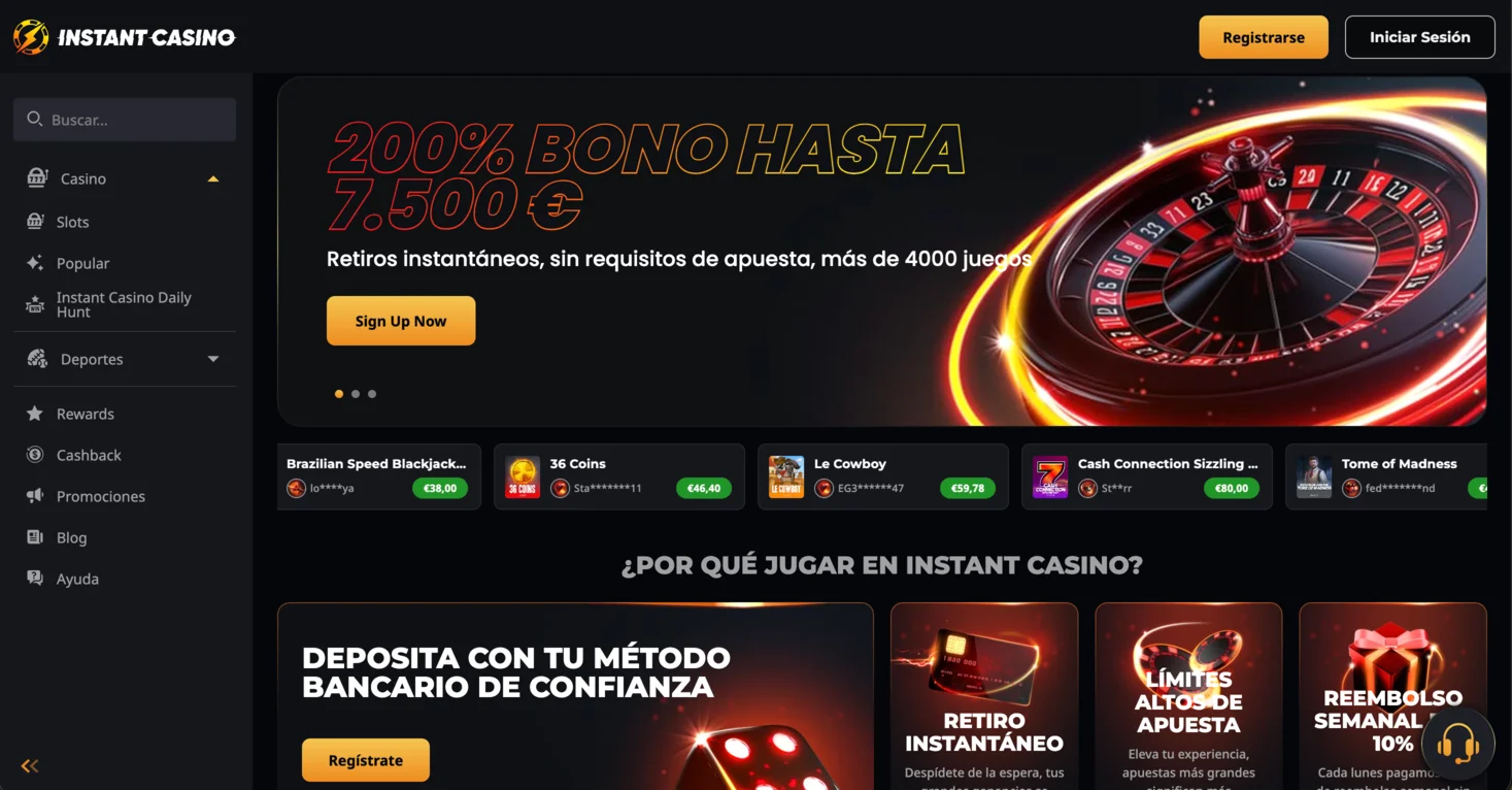 Instant Casino sin identificacion