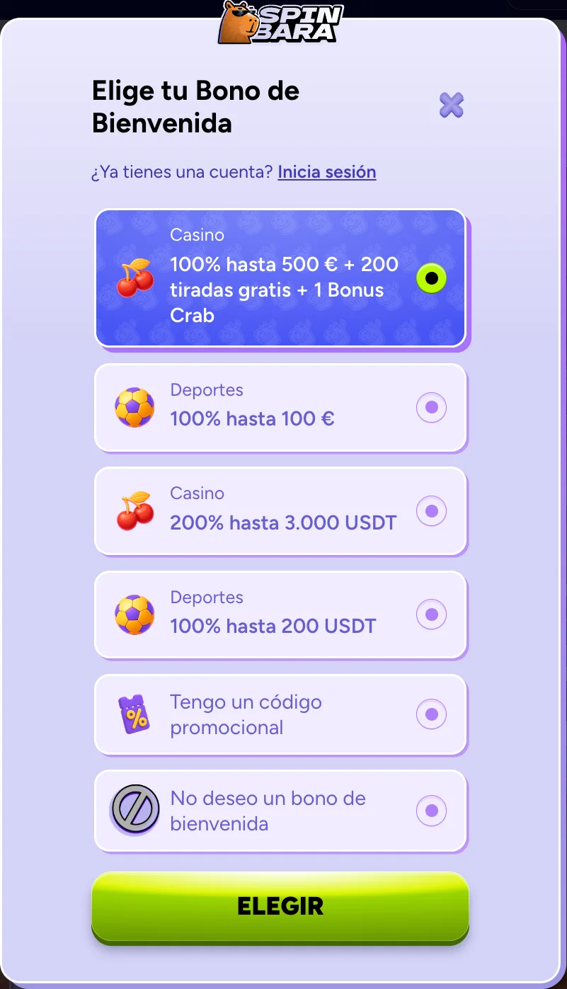 Spinbara Casino registrarse