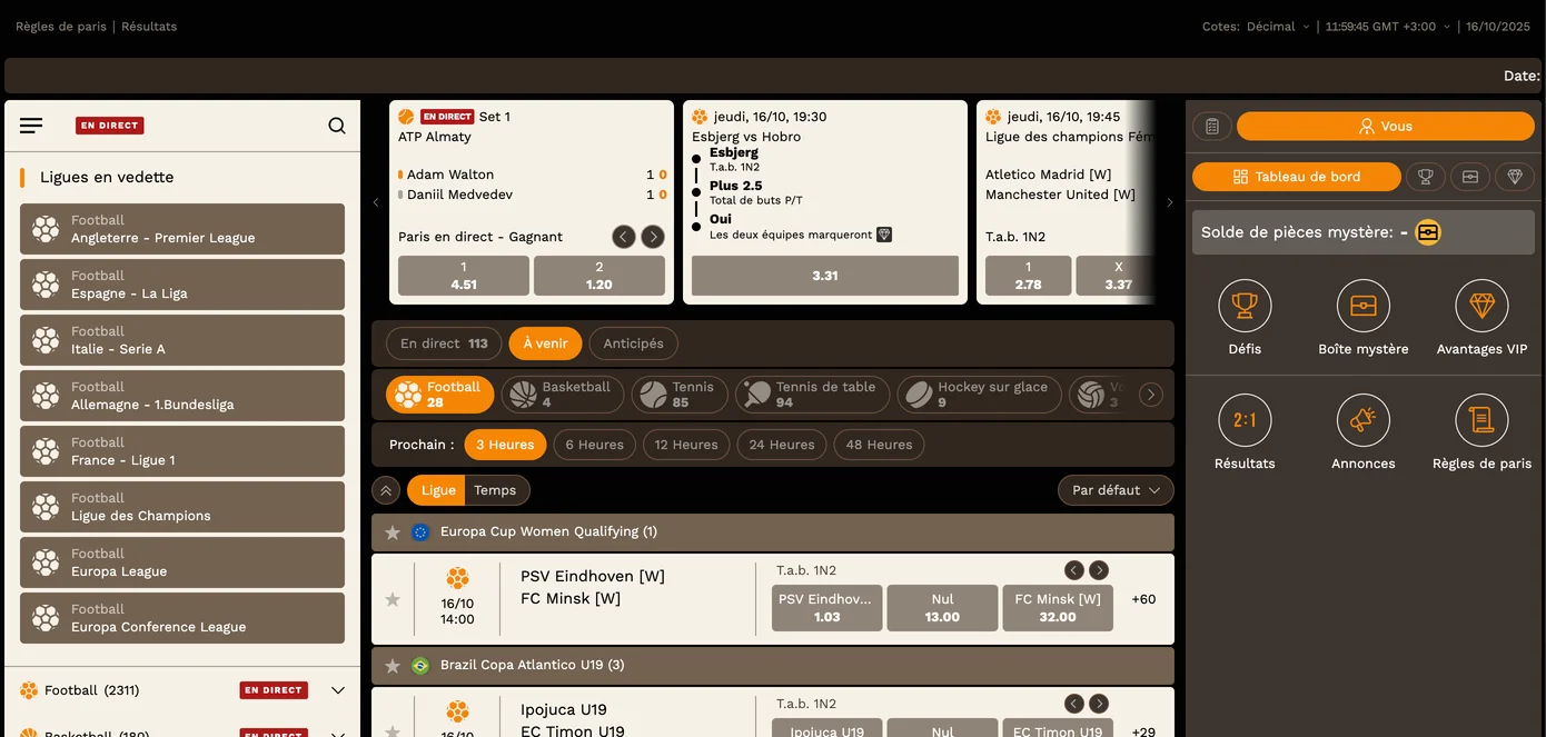 Page de paris sportifs FatPirate