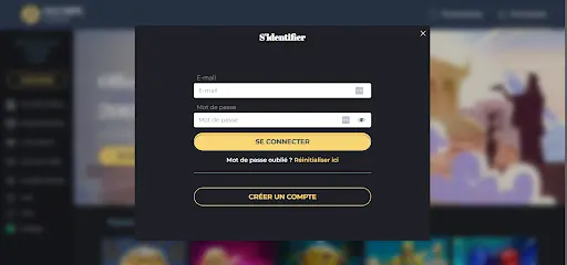Page de connexion à Olympe Casino
