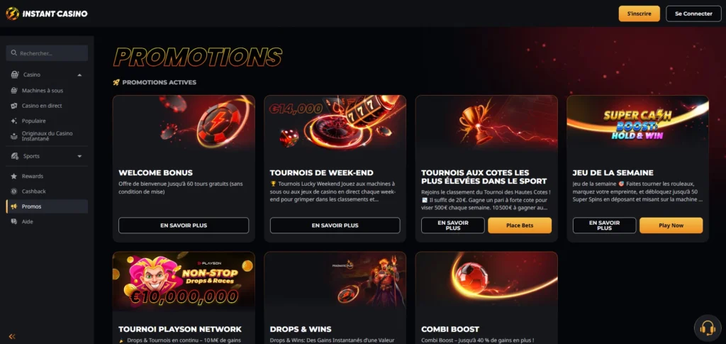 instant casino bonus