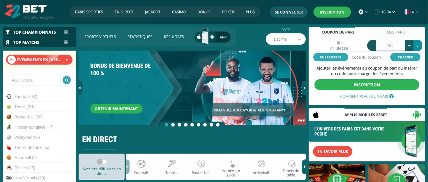 Lobby du 22Bet