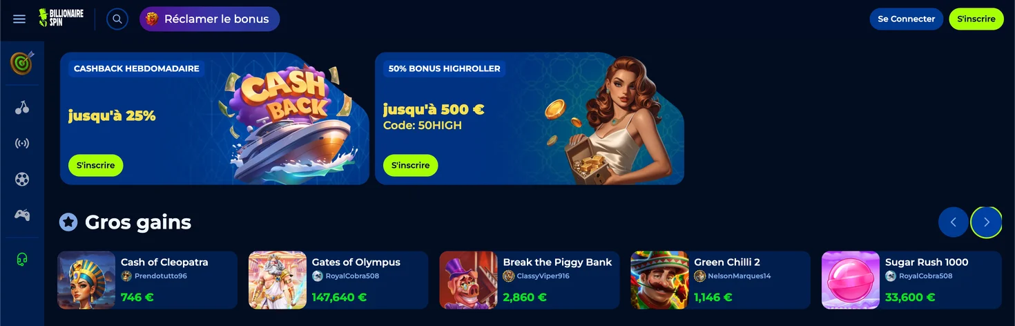 Lobby du BillionaireSpin