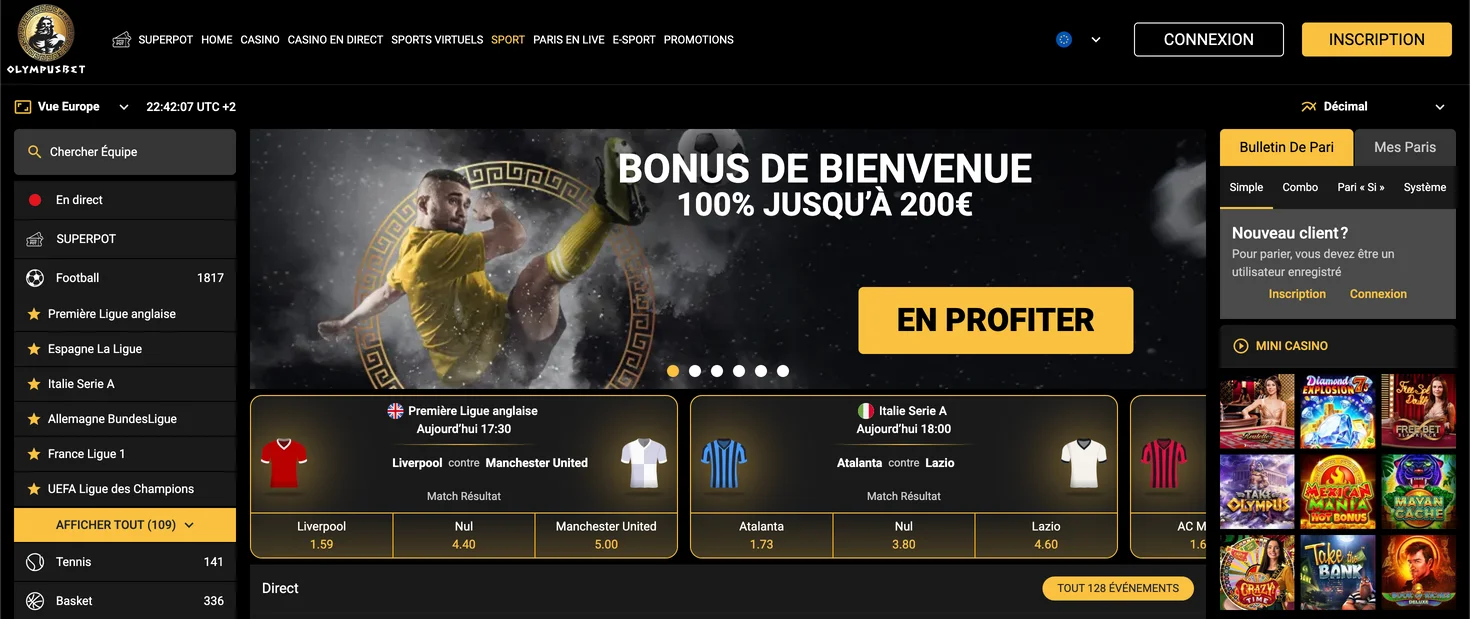 Lobby du OlympusBet