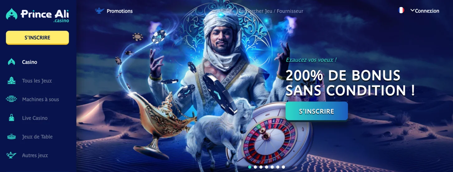 Prince Ali casino bonus sans wager