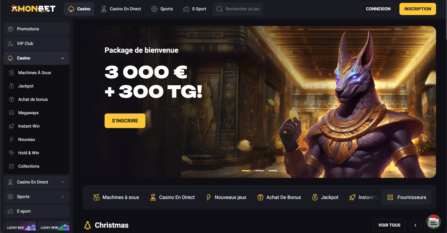 Amonbet Casino page principale