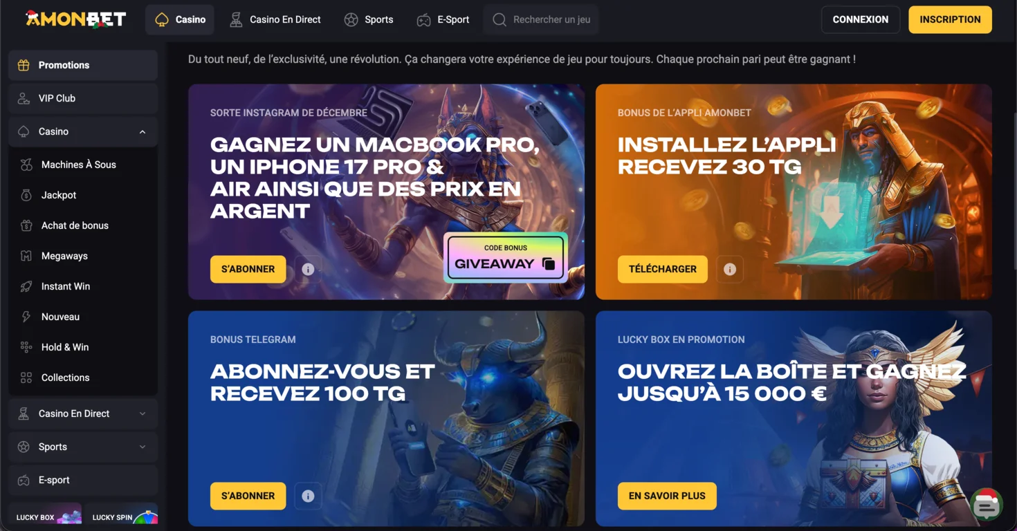 Autres promotions chez Amonbet