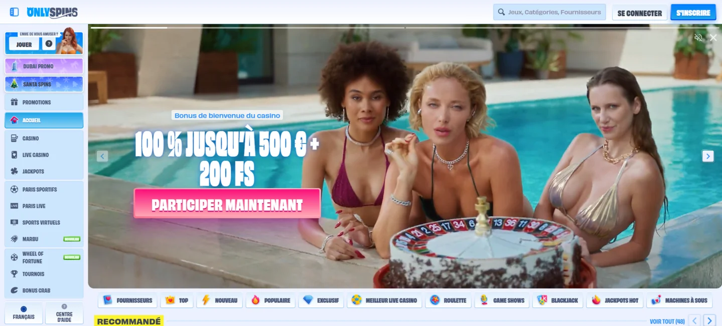 OnlySpins Casino page principale