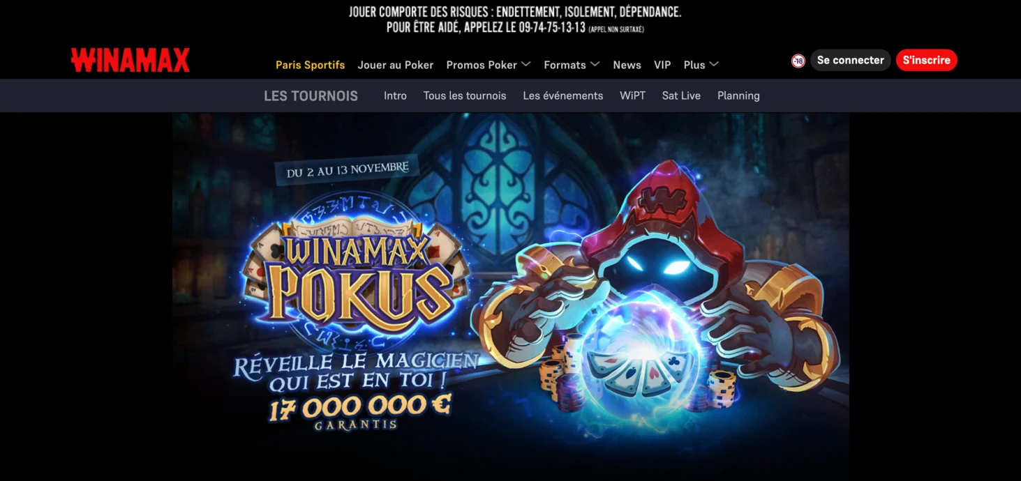 Écran du lobby Winamax