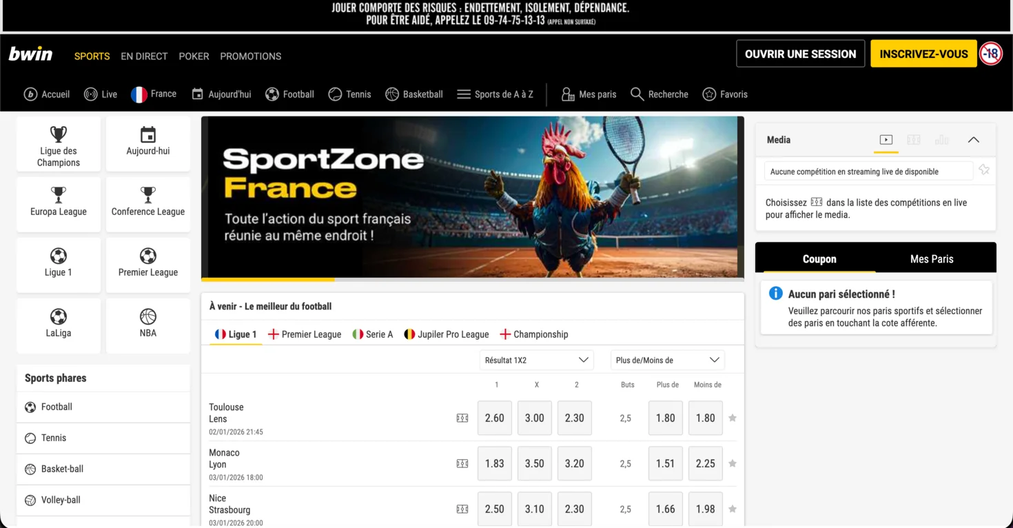 Bwin casino en ligne virement instantané