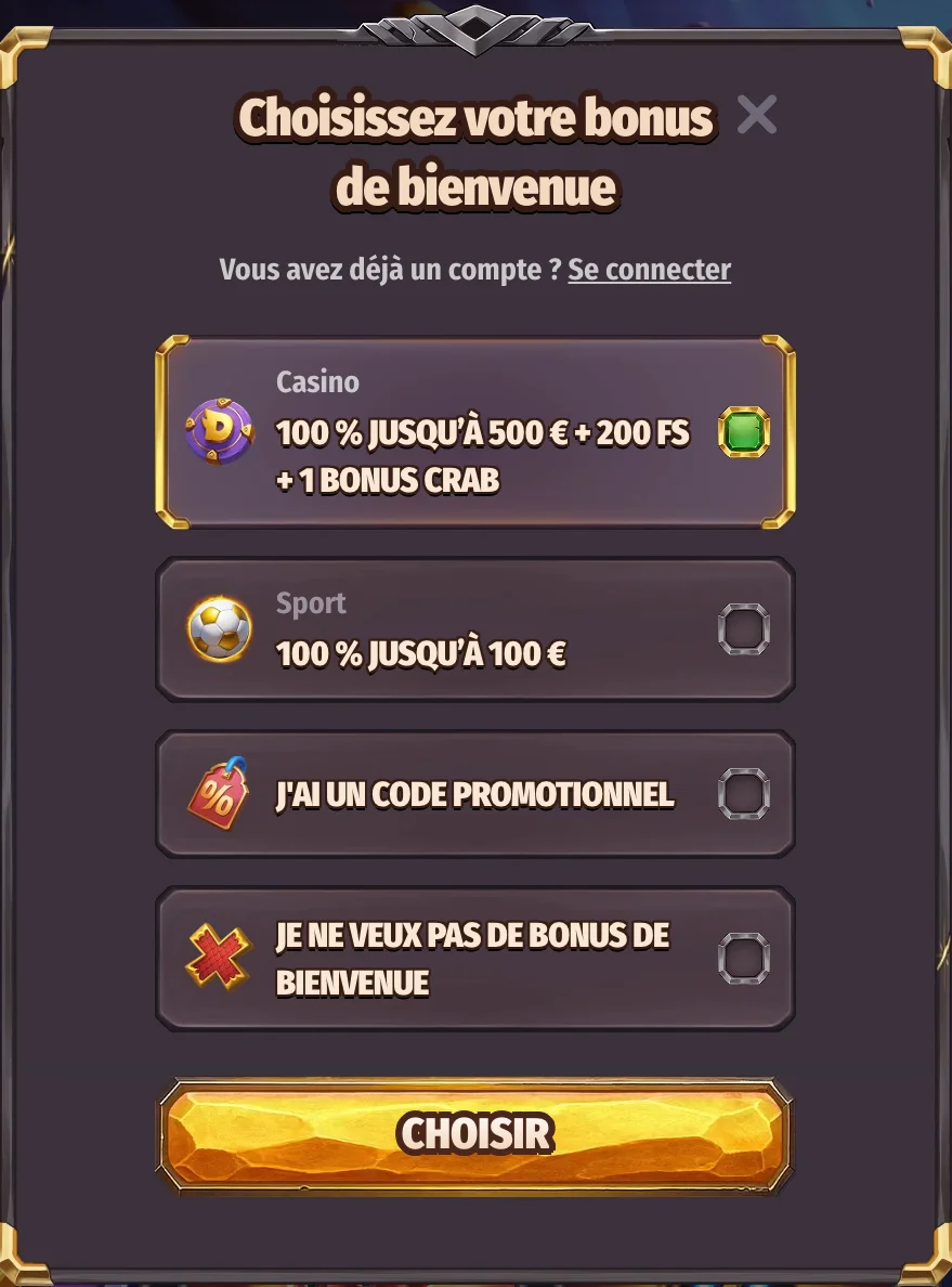 Inscription à Dragonia avec bonus
