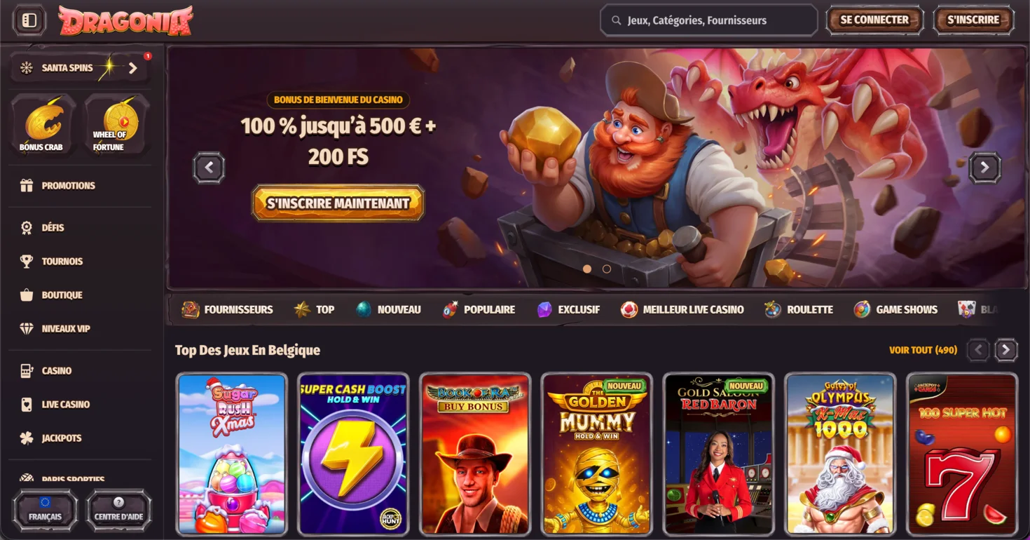 Dragonia Casino page principale