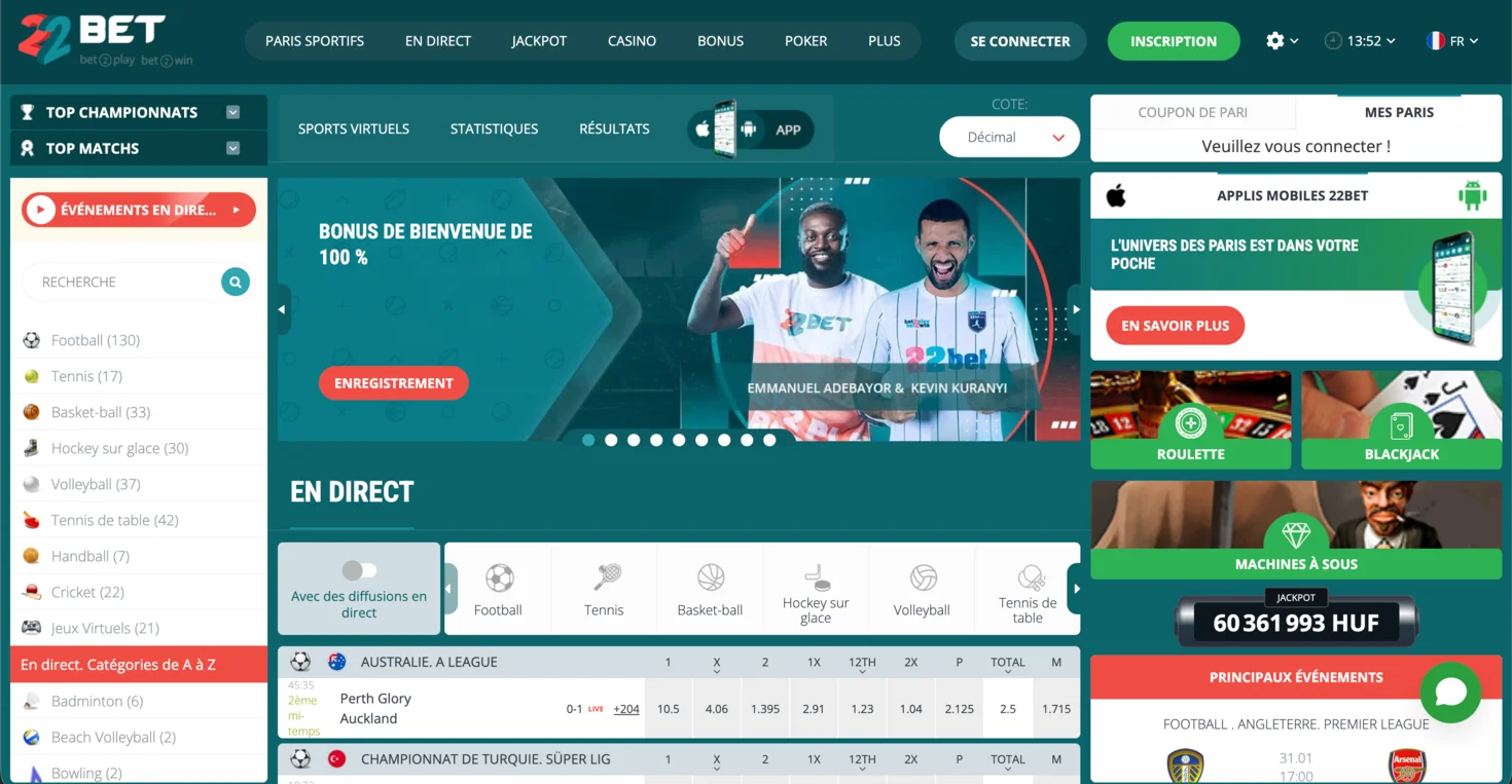 22bet bookmaker hors ARJEL en France