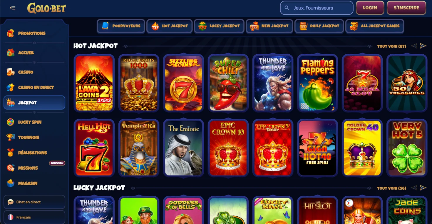 GoloBet casino qui accepte Skrill