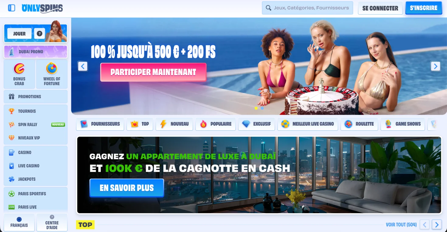 OnlySpins casino en ligne Neteller
