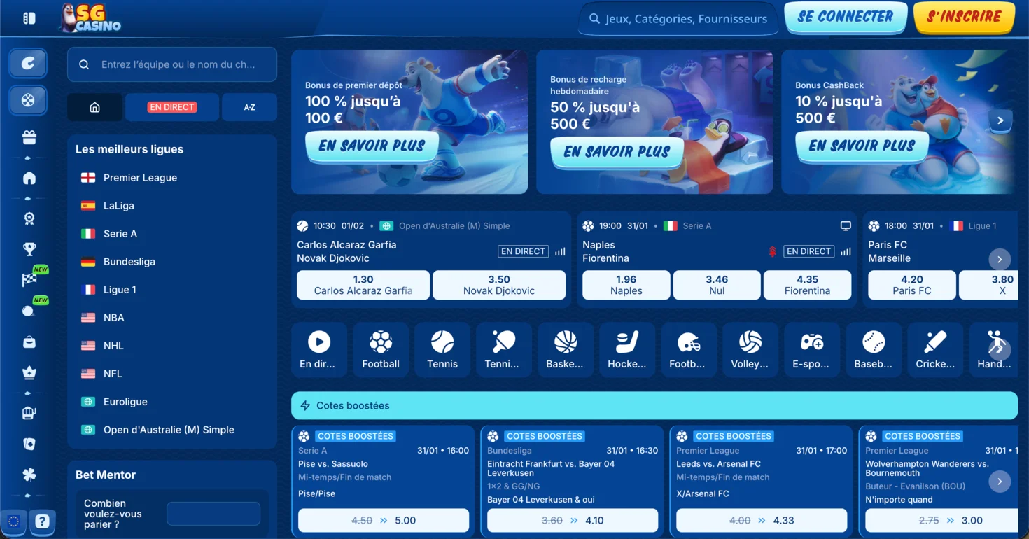 SGCasino site de pari sportif hors ARJEL