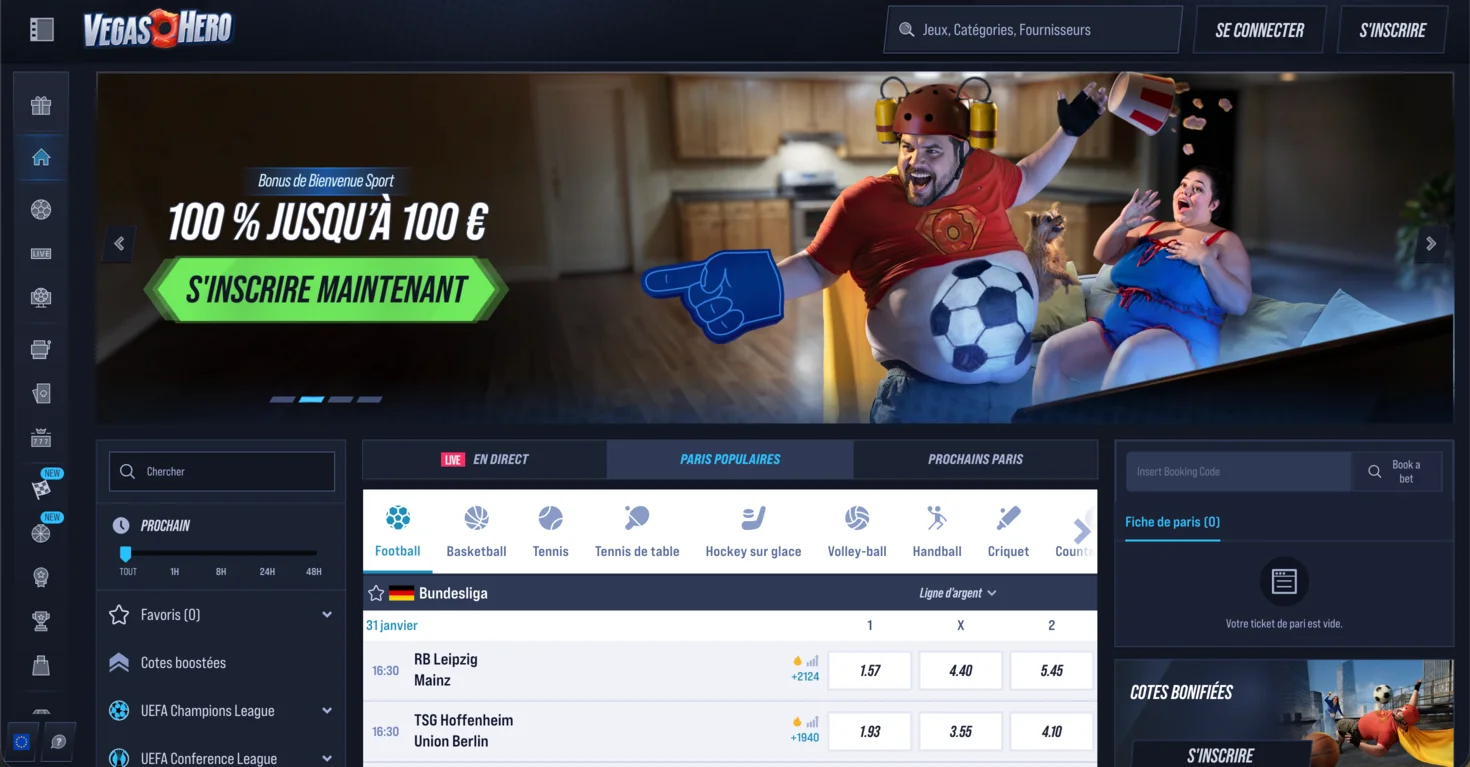 VegasHero bookmaker hors ARJEL acceptant les français