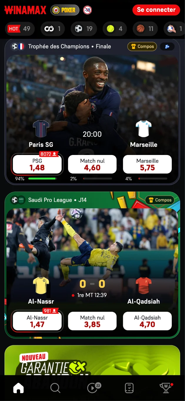 Winamax casino sur mobile