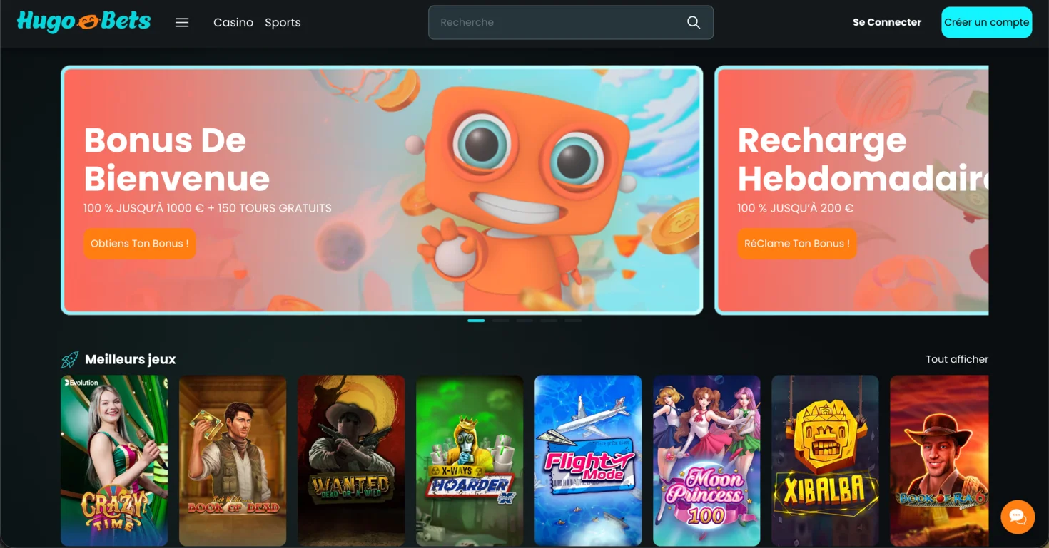 HugoBets casino en ligne sans wager