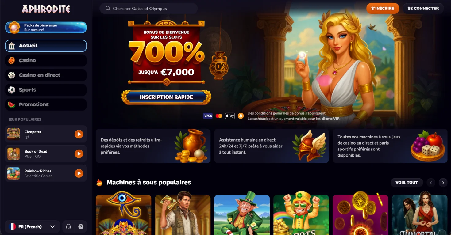 Aphrodite meilleur casino en ligne sans wager