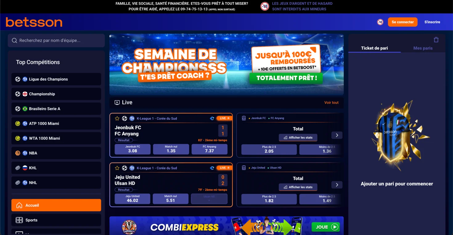 Betsson casino sans vérification
